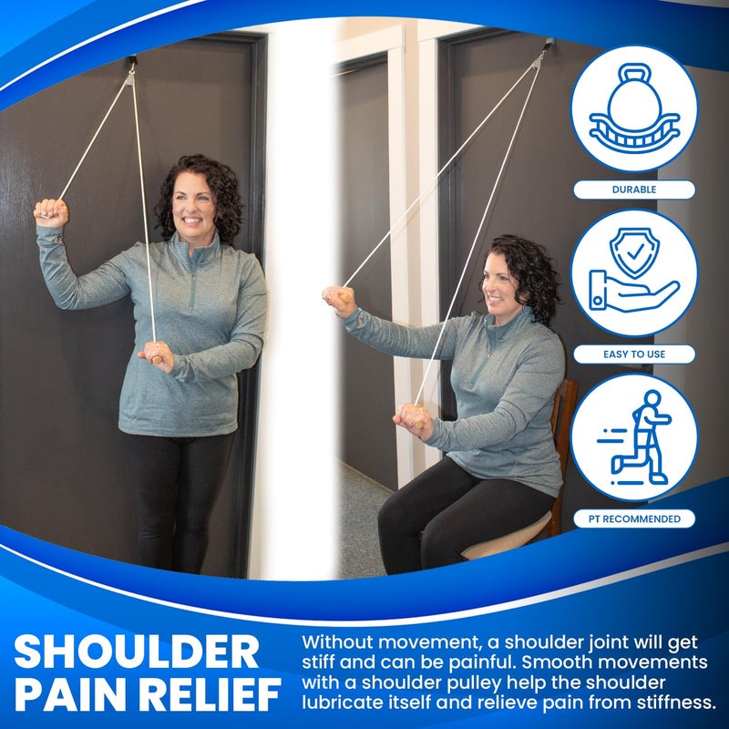 RangeMaster Econo Ranger Shoulder Pulley â”‚ Physical Therapy Exercises â”‚ Aids in Recovery and Rehabilitation â”‚ Increases Mobility â”‚ Wooden Handles for Comfort â”‚ Metal Bracket Door Attachment - Image 3